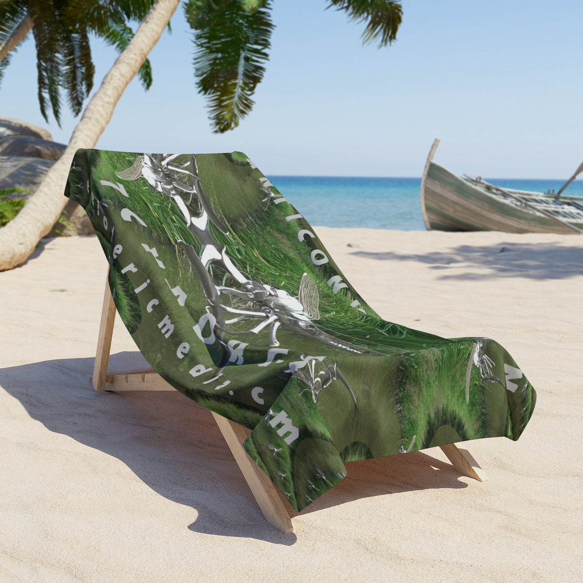 Large 'Anticonvention' (7Cyborgs) Surreal Chrome Futuristic Dragonfly Design Beach Towel 72"x36" (180cm x 90cm)