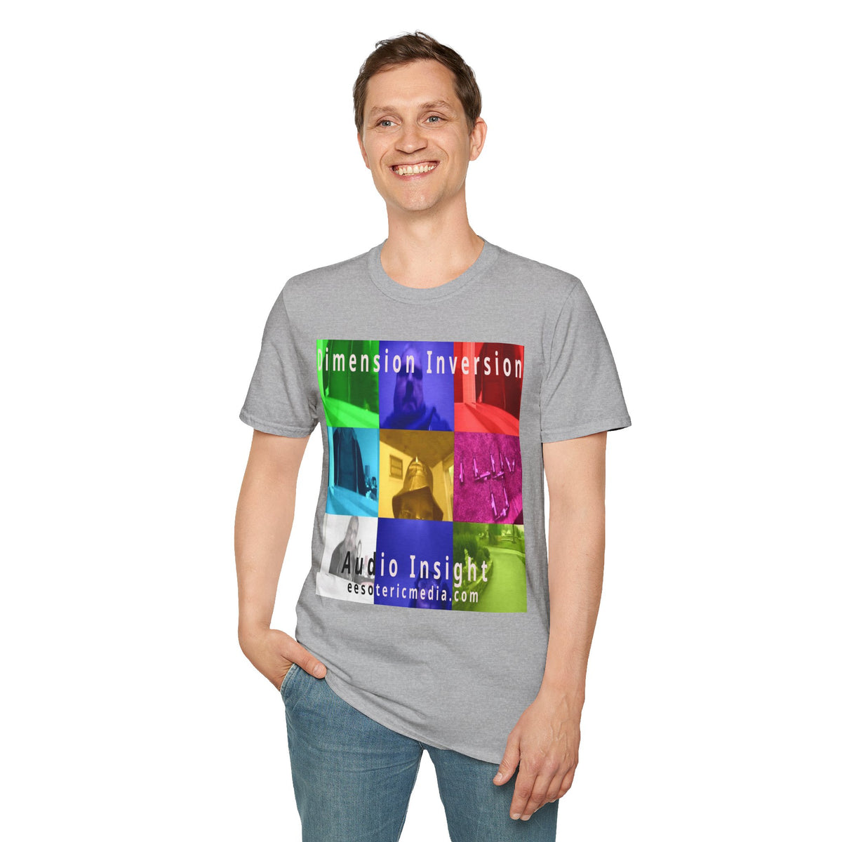 „Dimension Inversion" (Audio Insight) Buntes surrealistisches Collagen-T-Shirt im Softstyle