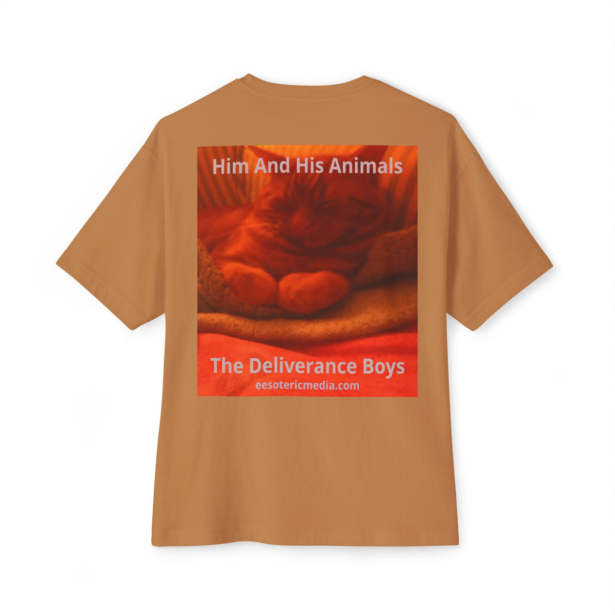 'Him And His Animals' (The Deliverance Boys) Surreal Cat Graphic Oversize T-Shirt