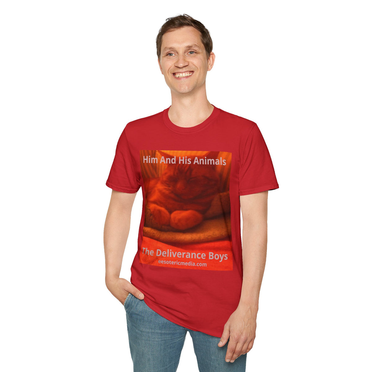 'Him And His Animals' (The Deliverance Boys) Surreal Cat Graphic Softstyle T-Shirt