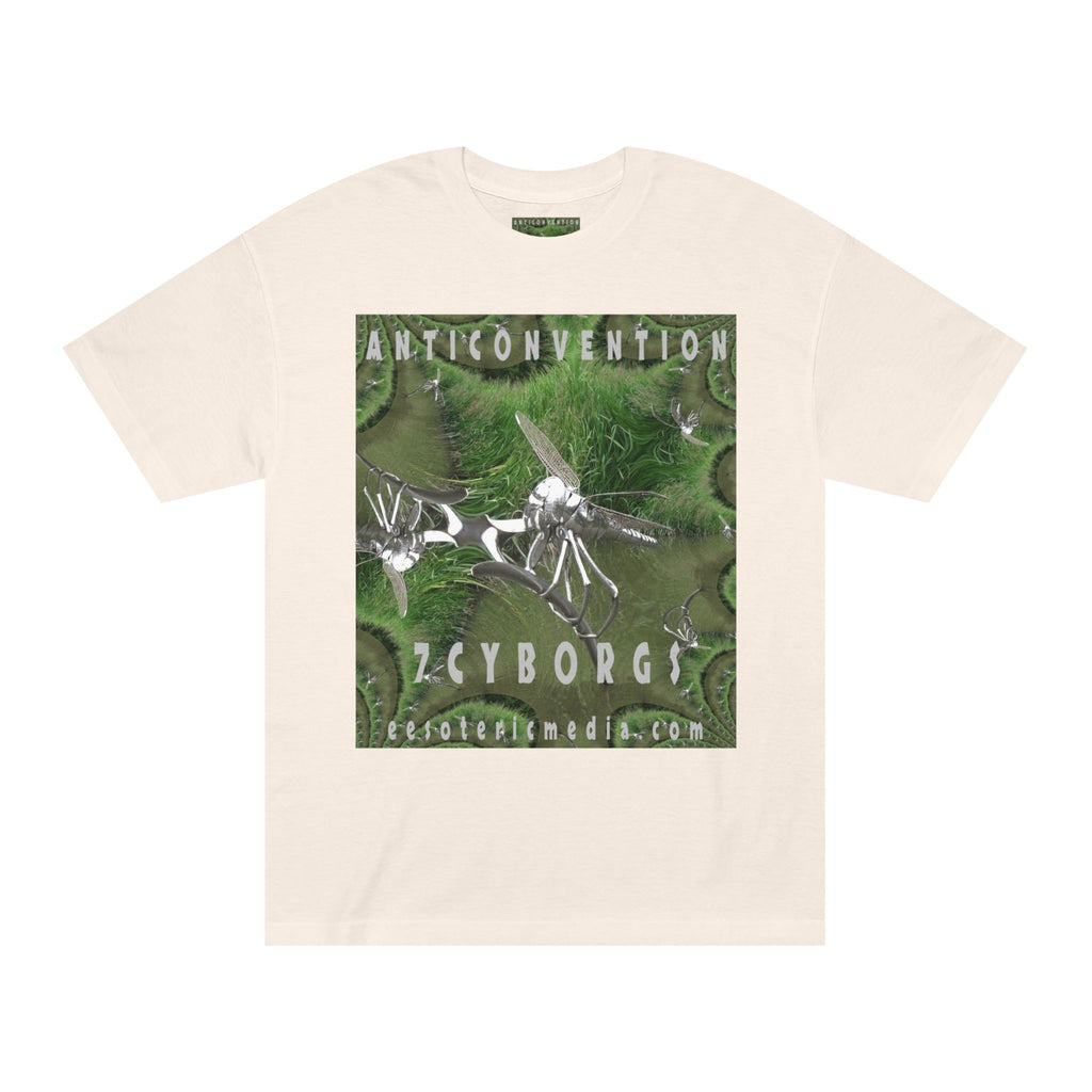 'Anticonvention' (7Cyborgs) Camiseta de Corte Clásico Gráfica de Libélula Cromada Futurista