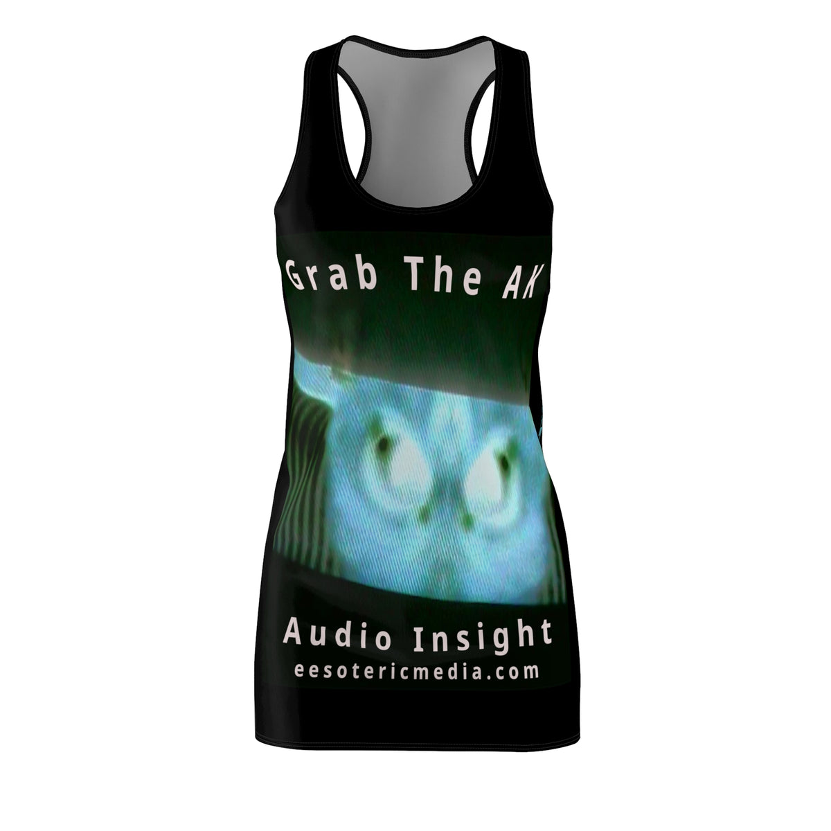 'Grab The AK' (Audio Insight) Sinister Surreal Digital Being Graphic Racerback Dress