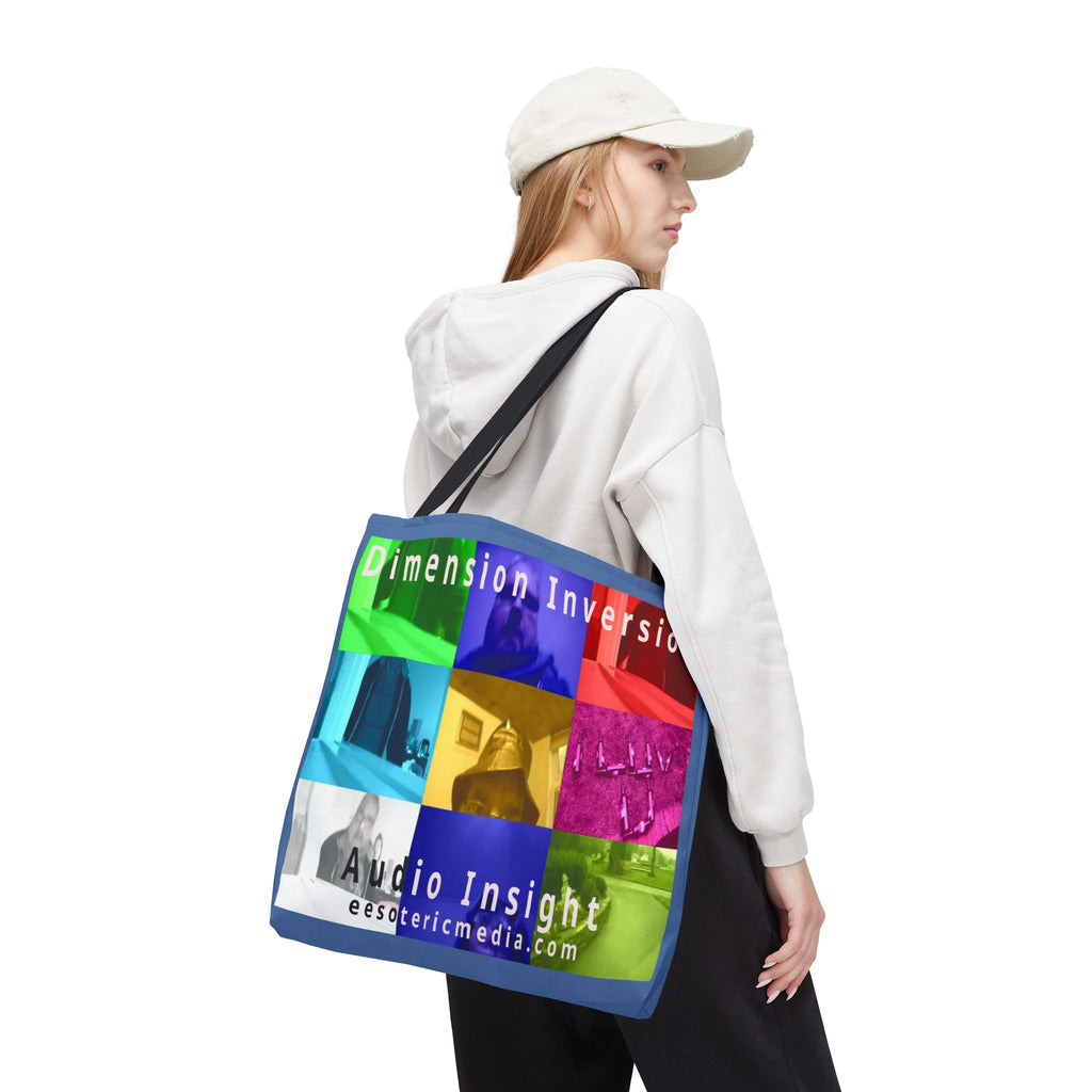 'Dimension Inversion' (Audio Insight) Colorful Surreal Collage Graphic Tote Bag 18"x18" (45cm x 45cm)