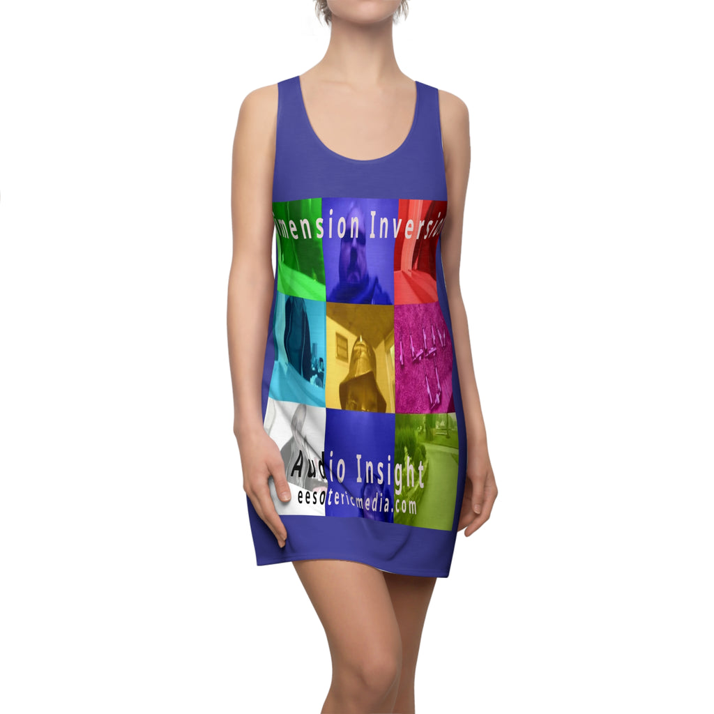'Dimension Inversion' (Audio Insight) Colorful Surreal Collage Graphic Racerback Dress