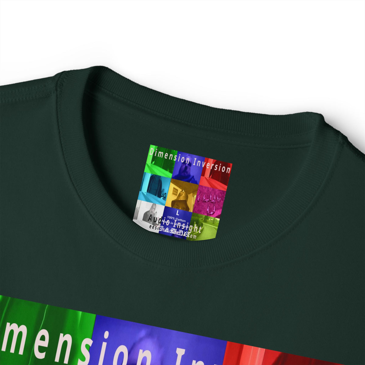 „Dimension Inversion" (Audio Insight) Buntes, surreales Collage-Grafik-T-Shirt in Oversize-Passform