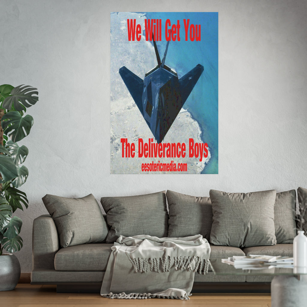 «We Will Get You» (The Deliverance Boys) Lámina artística con un avión de combate furtivo, gran formato, 100 × 150 cm