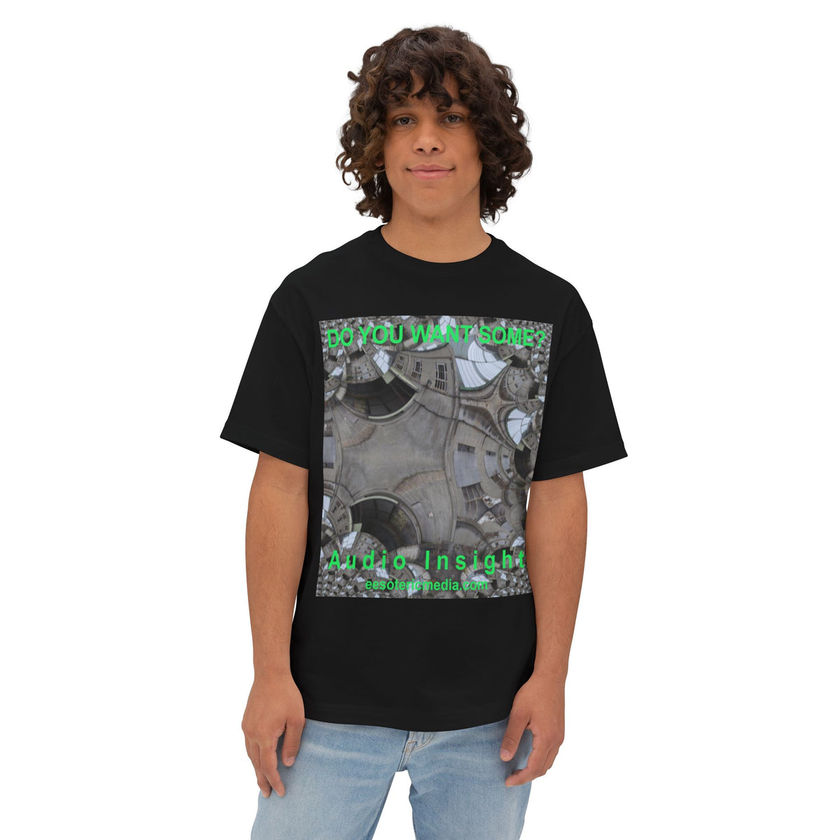 'Do You Want Some?' (Audio Insight) Surreal Kaleidoscope Art Graphic Oversize Boxy T‑Shirt