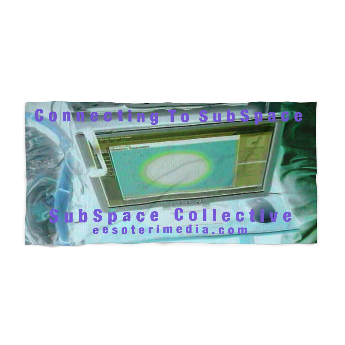 'Connecting To SubSpace' (SubSpace Collective) Retro Tech Graphic Print  Beach Towel 60"x30" (150cm x 75cm)
