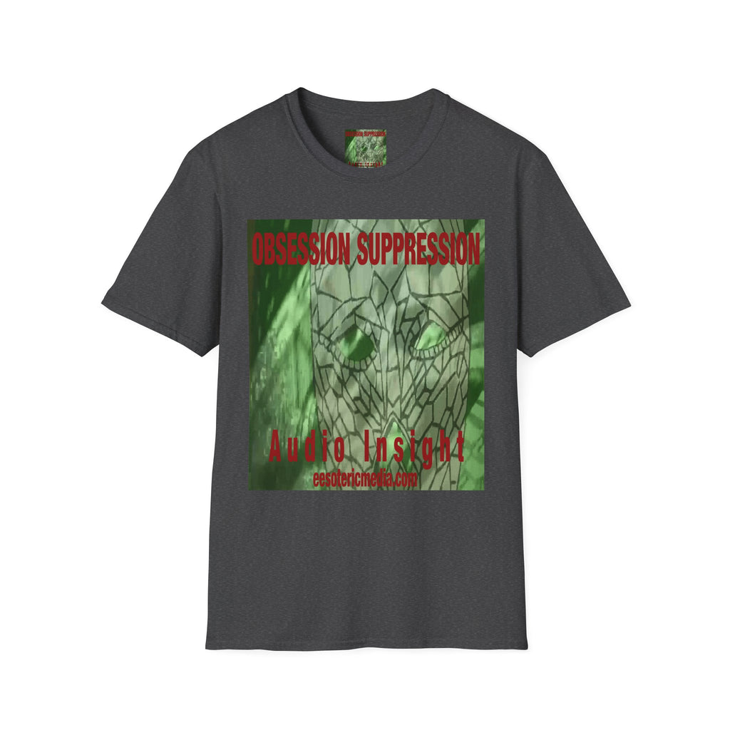 'Obsession Suppression' (Audio Insight) レトロSFスカル グラフィック ソフトスタイル Tシャツ