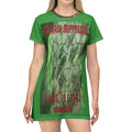 'Obsession Suppression' (Audio Insight) Vestido Camiseta Gráfico Retro Sci‑Fi de Calavera Verde