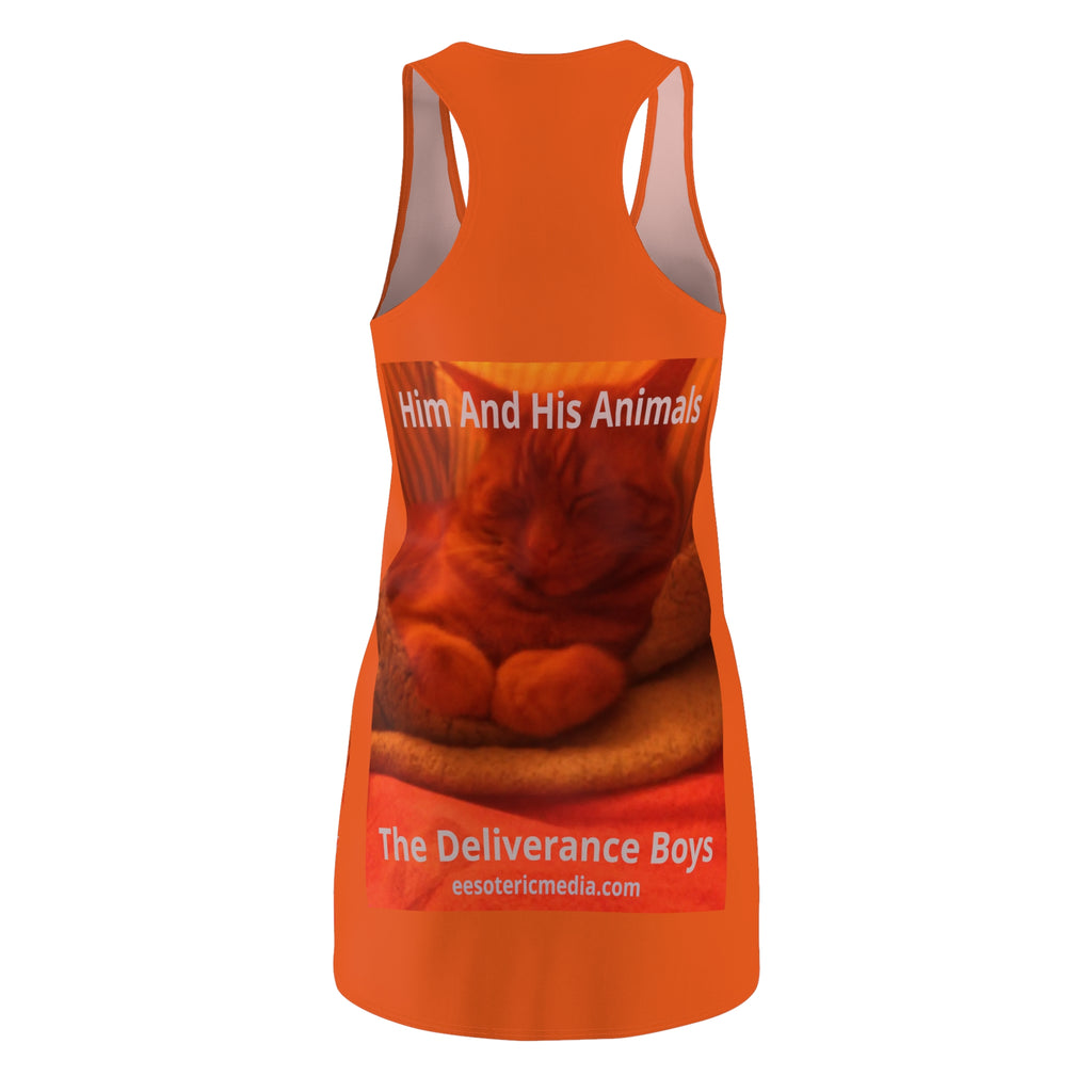 „Him And His Animals“ (The Deliverance Boys) surrealistisches Katzen-Grafik-Racerback-Kleid