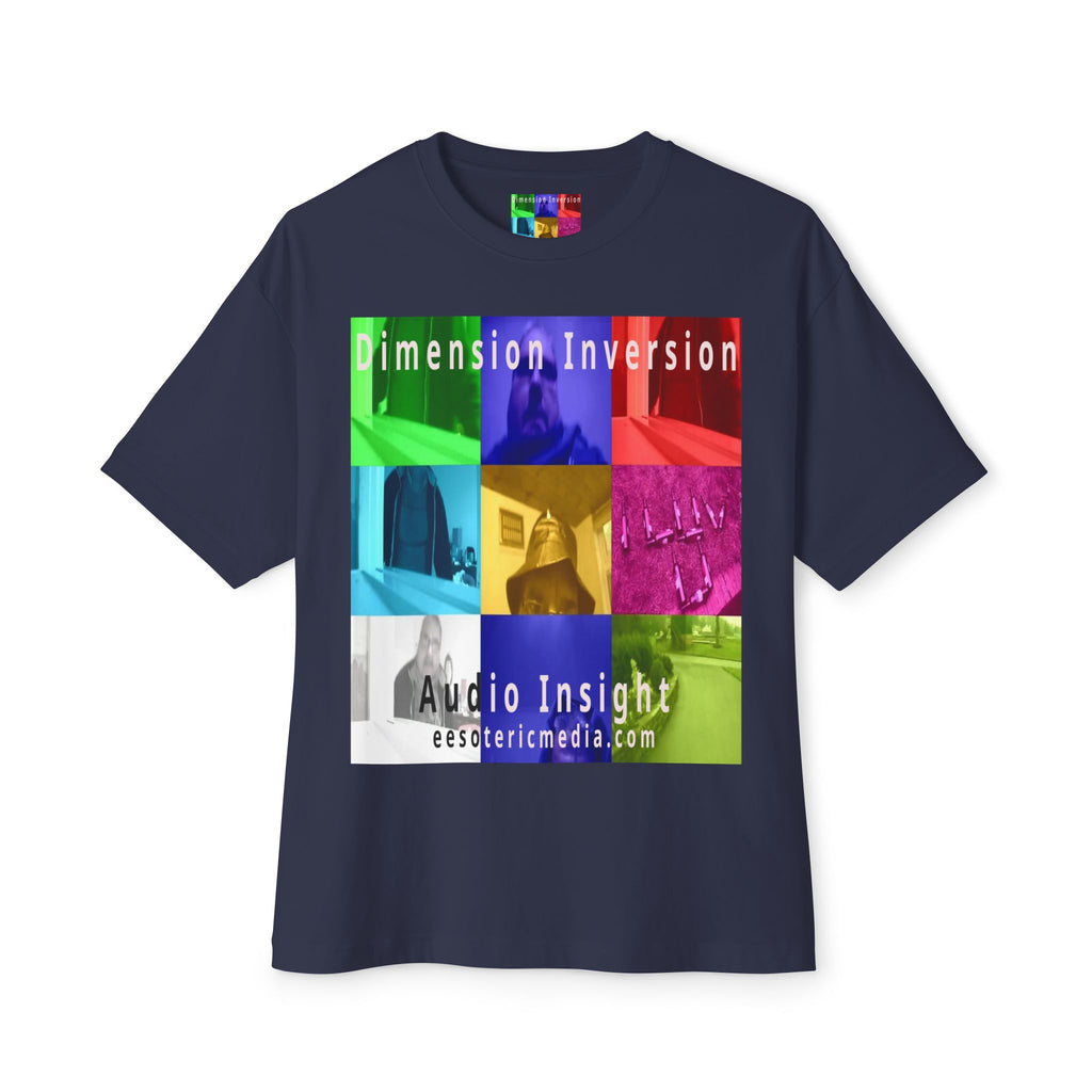 „Dimension Inversion" (Audio Insight) Buntes, surreales Collage-Grafik-T-Shirt in Oversize-Passform