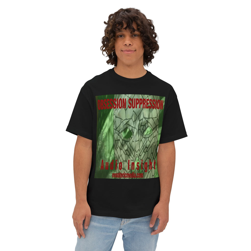 'Obsession Suppression' (Audio Insight) レトロSFスカル グラフィック オーバーサイズ ボックスTシャツ