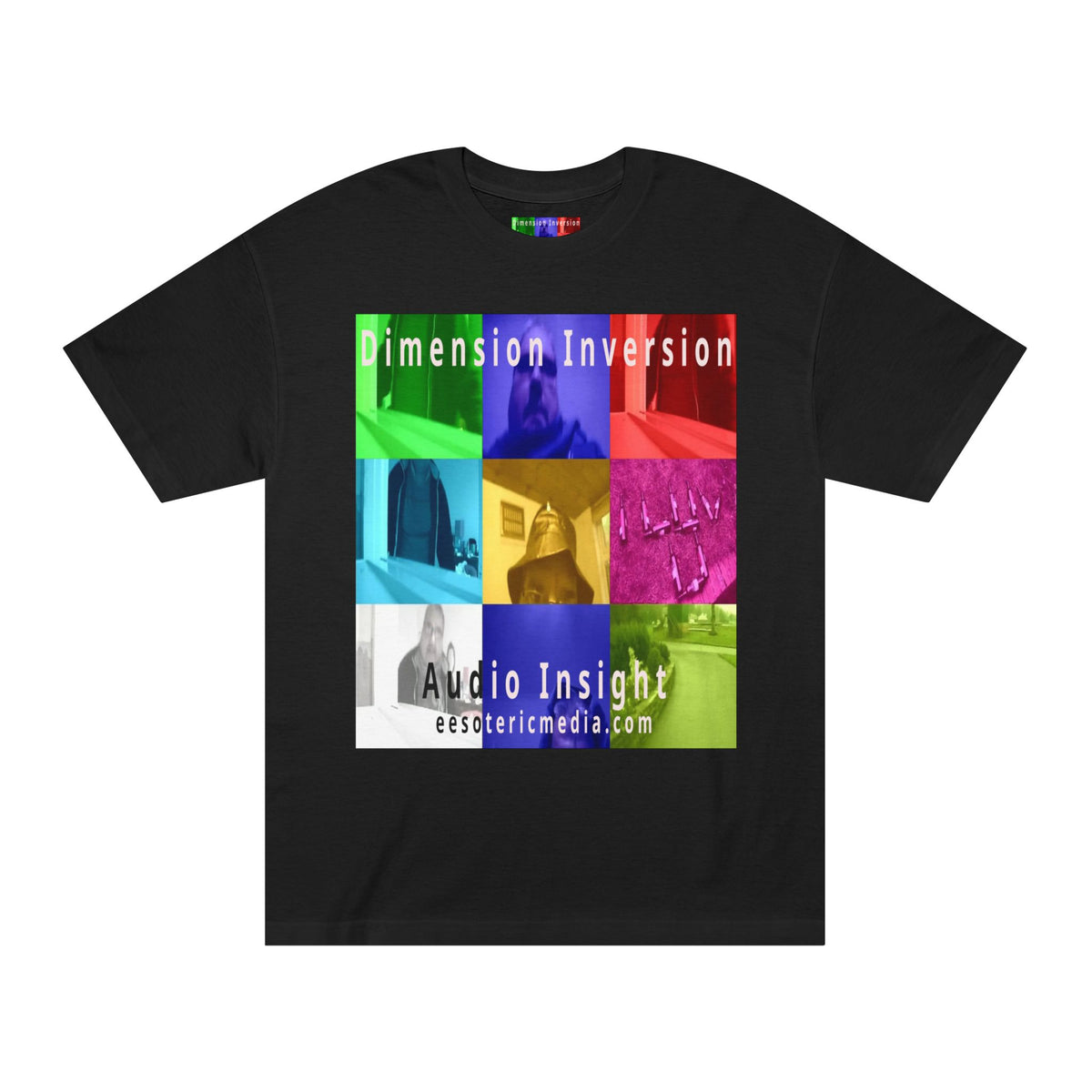 „Dimension Inversion“ (Audio Insight) farbenfrohes, surreales Collage-Grafik-T-Shirt mit klassischer Passform