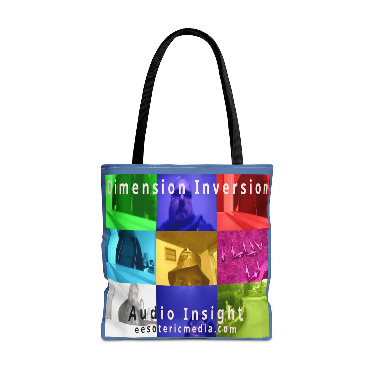 'Dimension Inversion' (Audio Insight) Colorful Surreal Collage Graphic Tote Bag 18"x18" (45cm x 45cm)