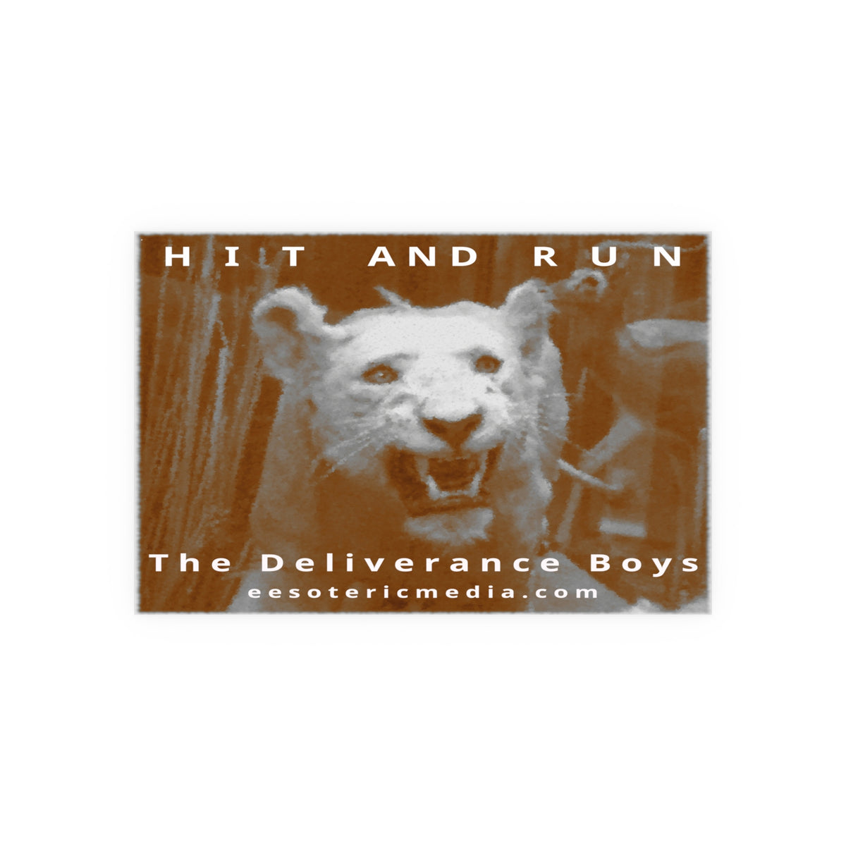 „Hit and Run“ (The Deliverance Boys) Kunstdruck mit einem weißen Löwen, 90 × 60 cm