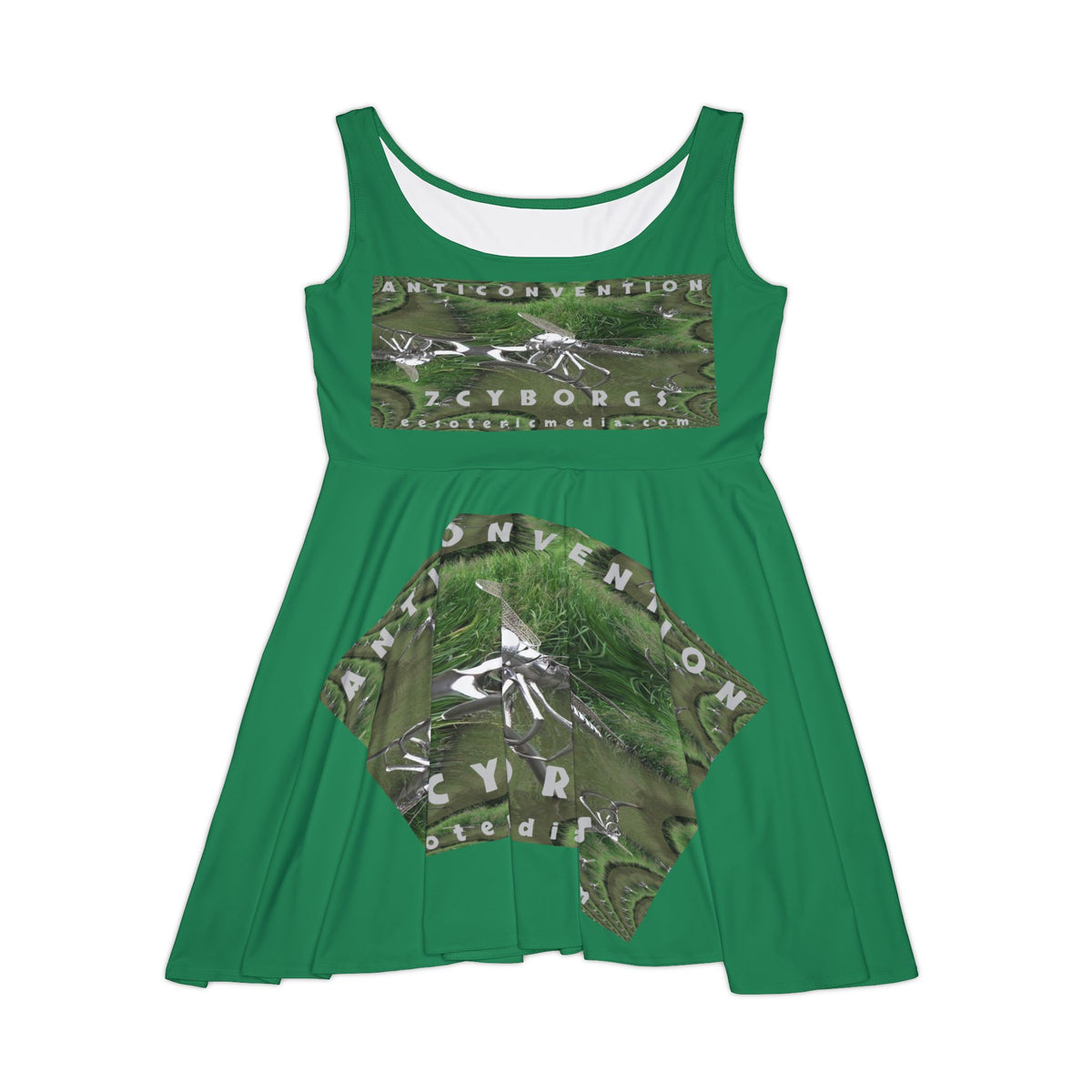 'Anticonvention' (7Cyborgs) Futuristic Dragonfly Sci fi Graphic Skater Dress