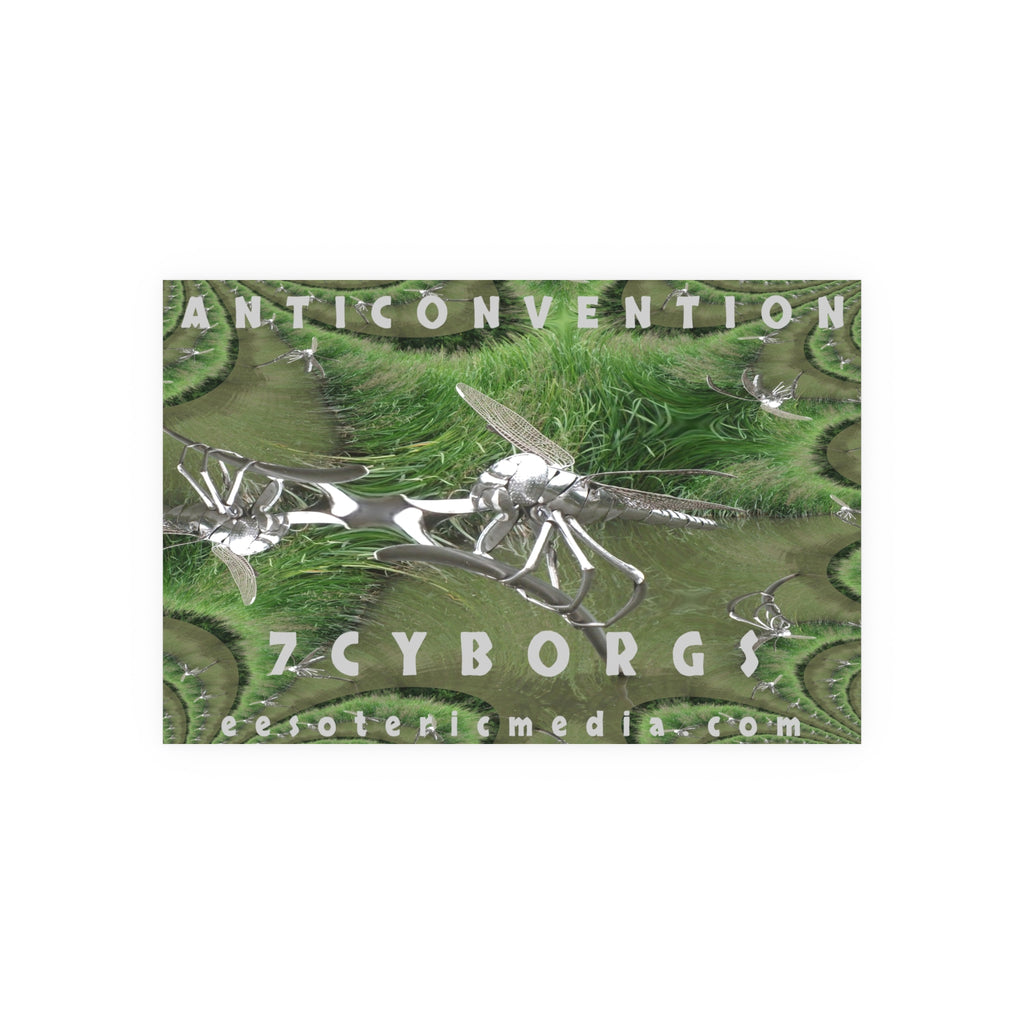 'Anticonvention' (7Cyborgs) Futuristic Chrome Dragonfly Graphic Art Print 36"x24" (90cm x 60cm)
