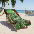 Large 'Obsession Suppression' (Audio Insight) Retro Sci Fi Green Mosaic Skull Beach Towel 72"x36" (180cm x 90cm)