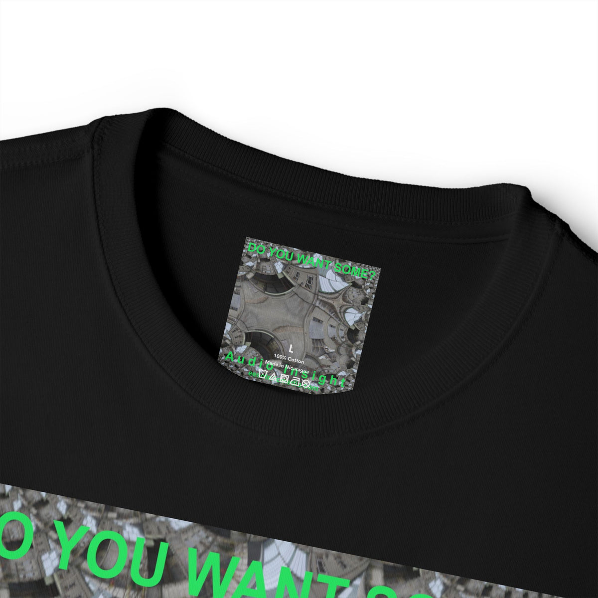 T-shirt oversize à coupe carrée avec graphisme artistique « Surreal Kaleidoscope » (Audio Insight) : « Do You Want Some? »