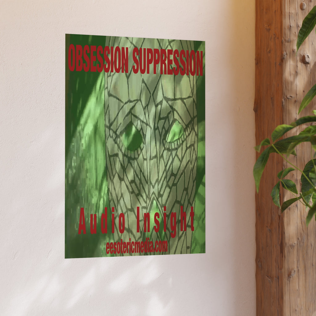 «Obsession Suppression» (Audio Insight) Lámina artística gráfica con una calavera espacial surrealista, 60 × 90 cm