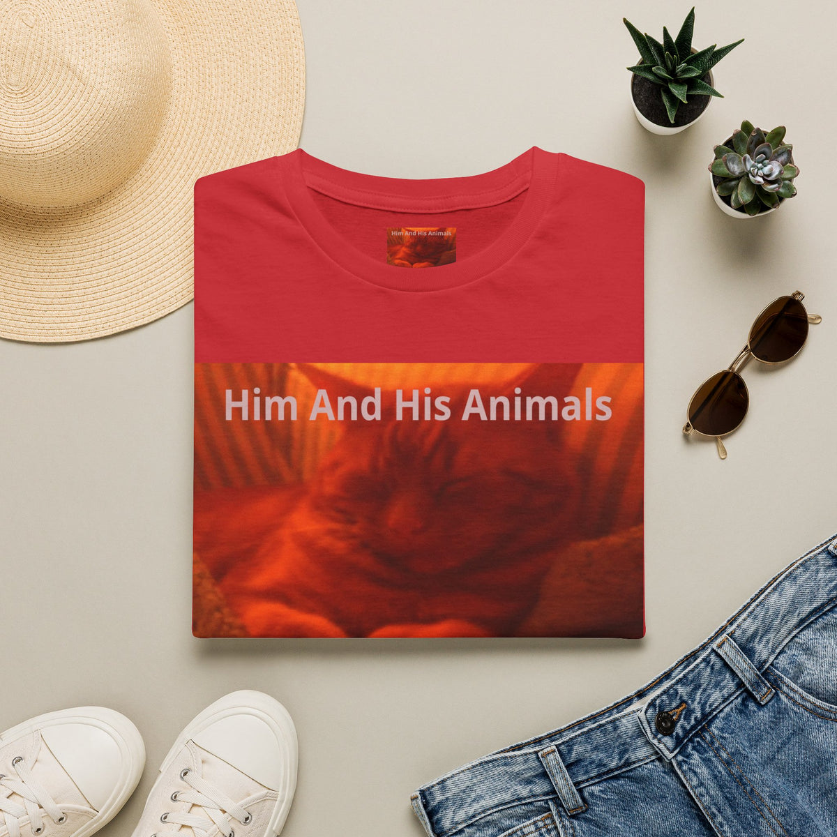 'Him And His Animals' (The Deliverance Boys) Camiseta Softstyle Gráfica de Gato Surrealista