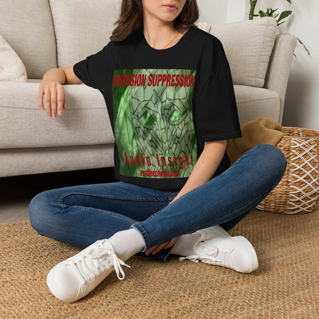 'Obsession Suppression' (Audio Insight) レトロSFスカル グラフィック ソフトスタイル Tシャツ