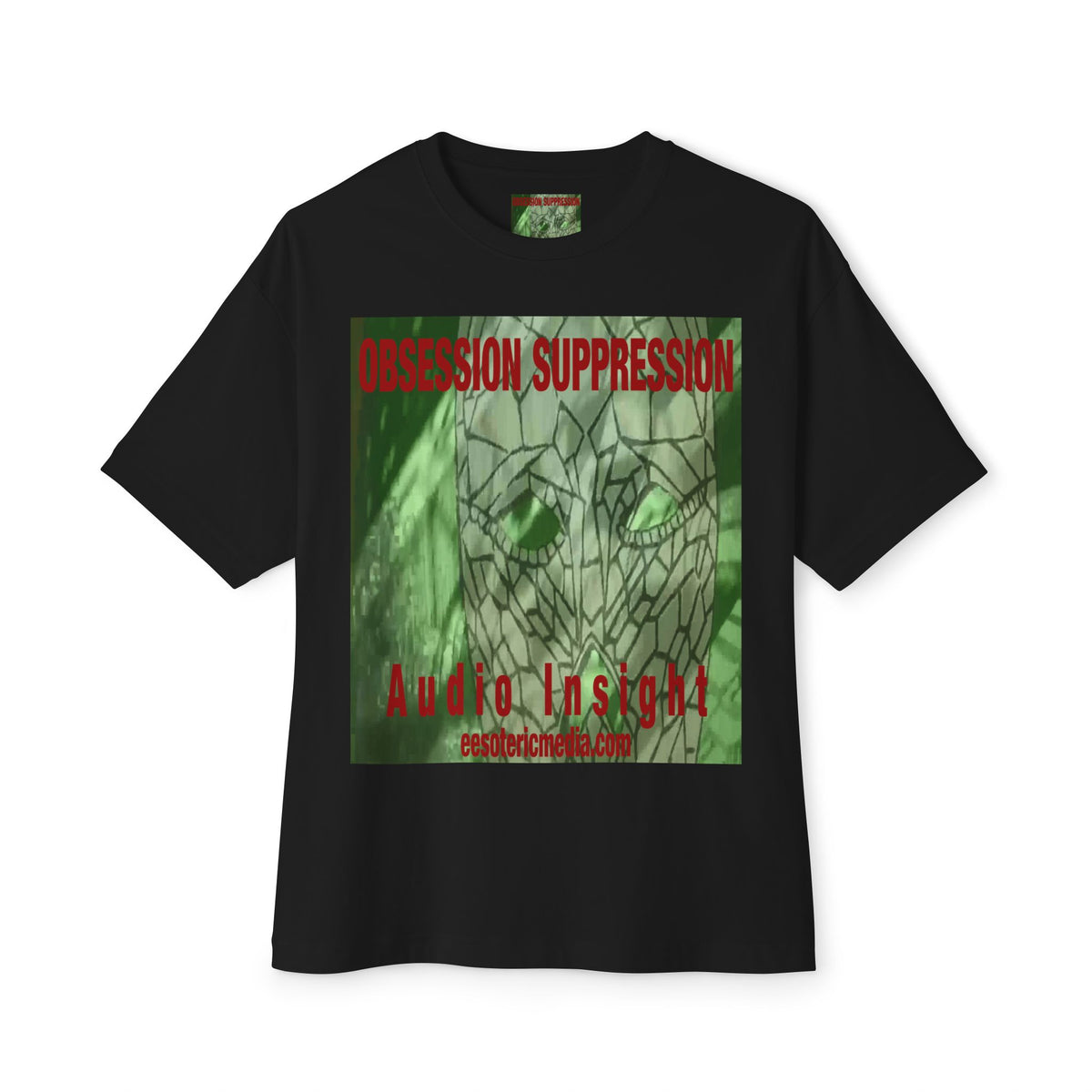 'Obsession Suppression' (Audio Insight) レトロSFスカル グラフィック オーバーサイズ ボックスTシャツ