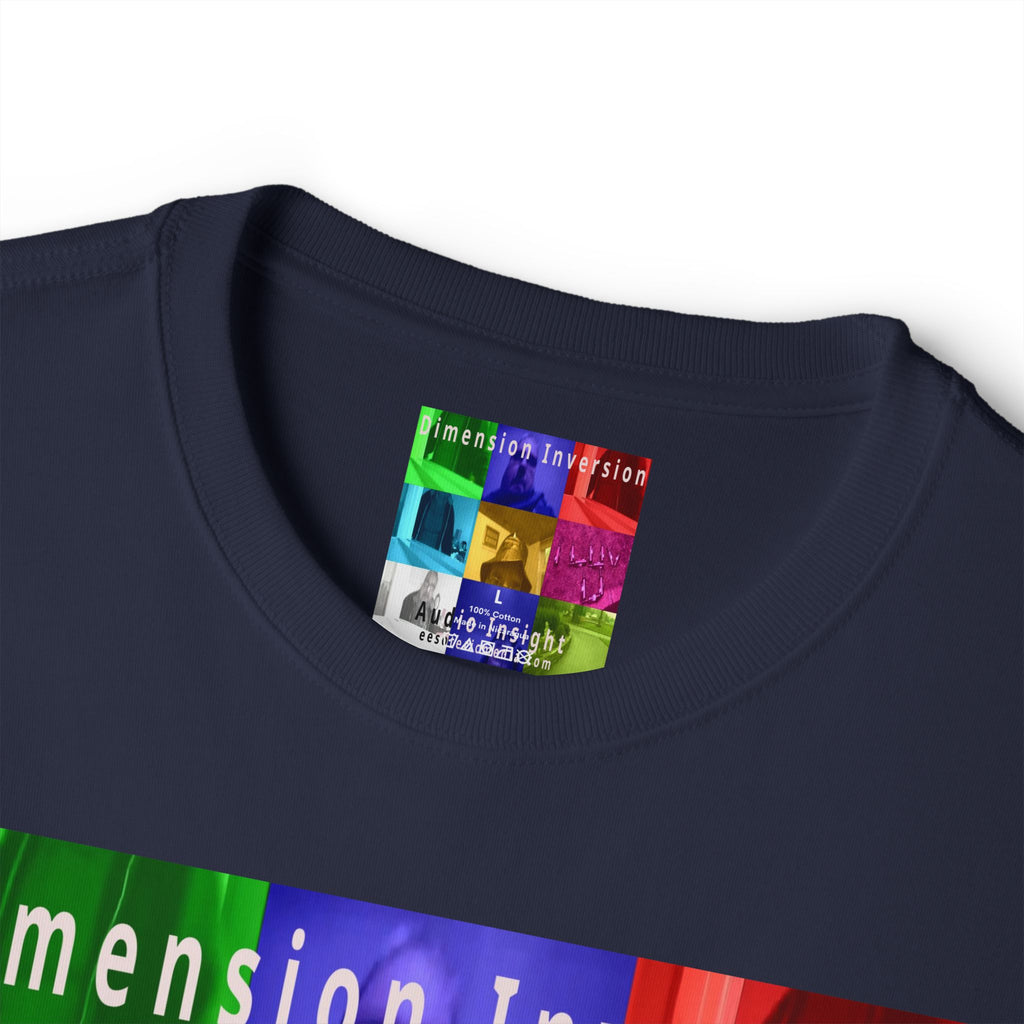 „Dimension Inversion" (Audio Insight) Buntes, surreales Collage-Grafik-T-Shirt in Oversize-Passform