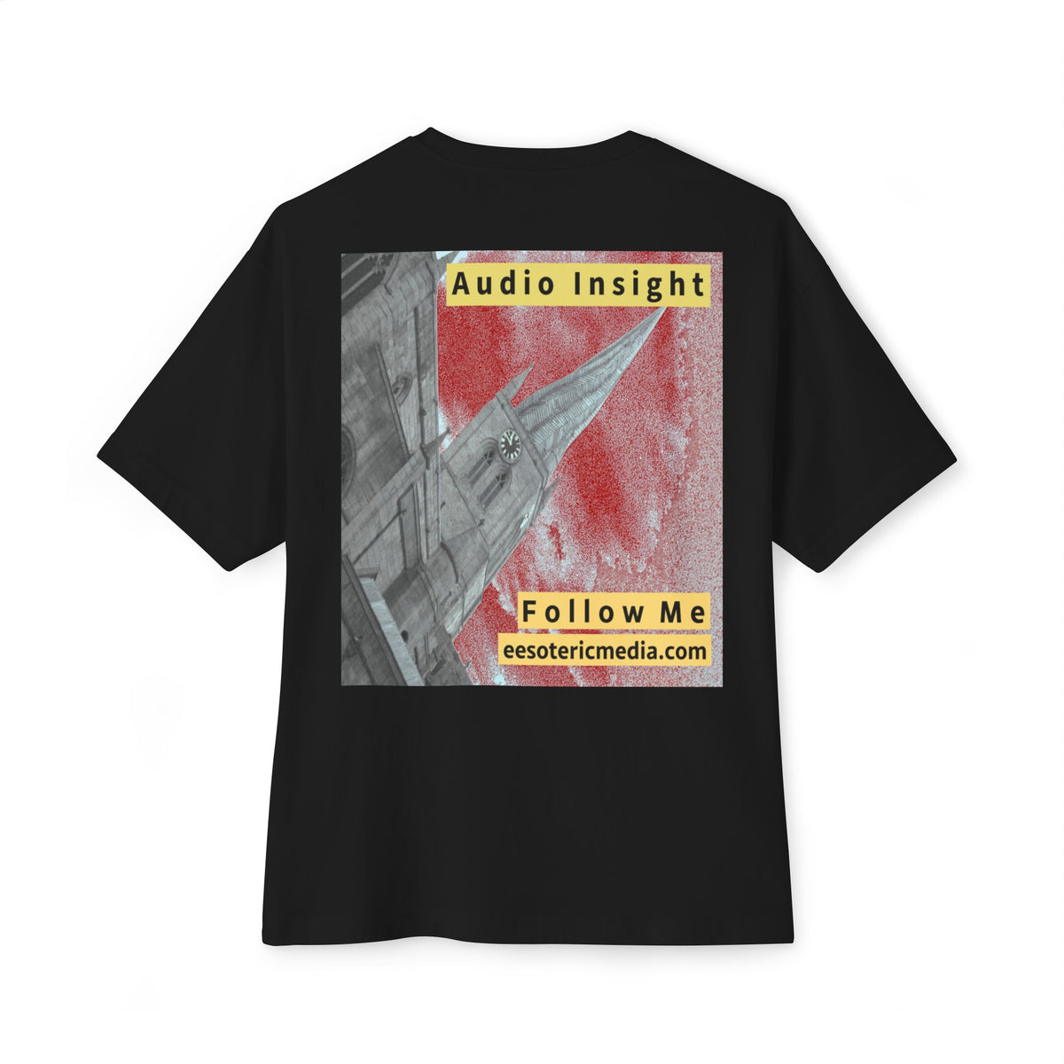 „Follow Me" (Audio Insight) Wetterfestes, raketenförmiges Turm-Design, übergroßes, kastiges T-Shirt