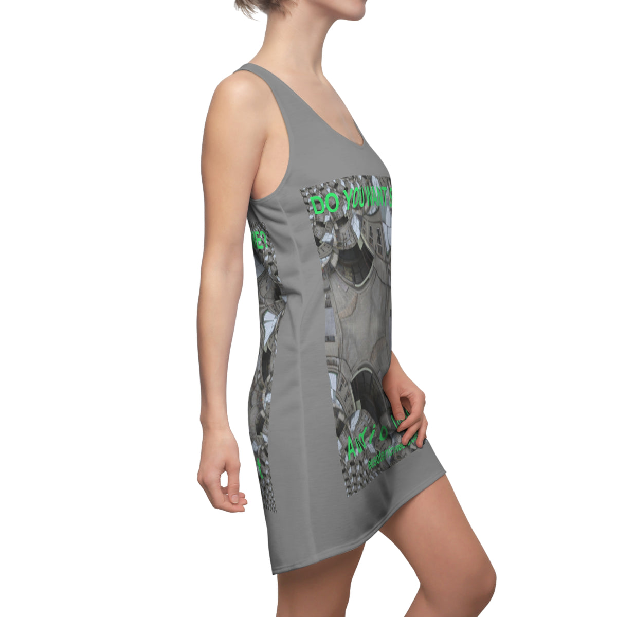 'Do You Want Some?' (Audio Insight) Surreal Kaleidoscope Art Graphic Racerback Dress