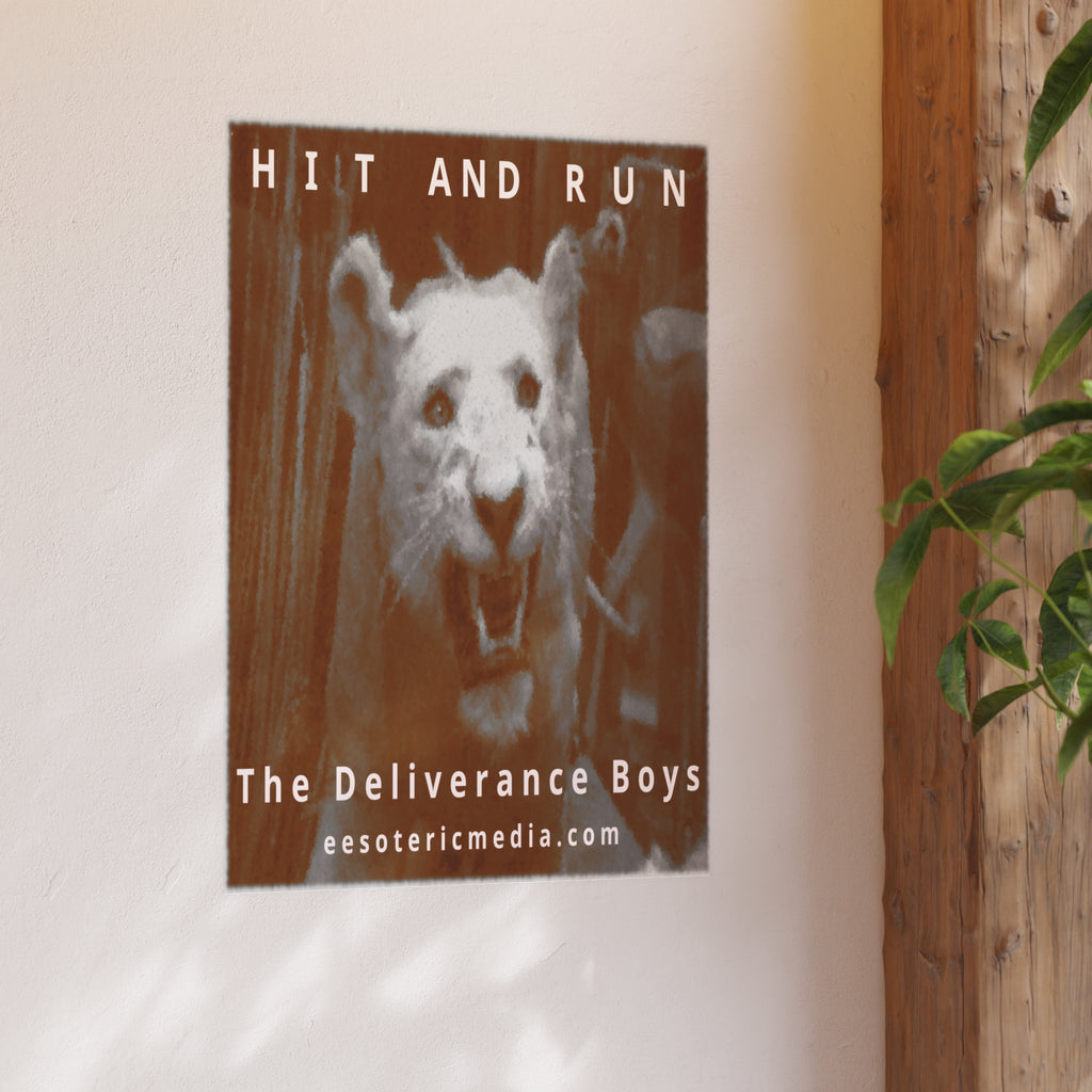 „Hit and Run“ (The Deliverance Boys) Kunstdruck mit einem weißen Löwen, 60 × 90 cm