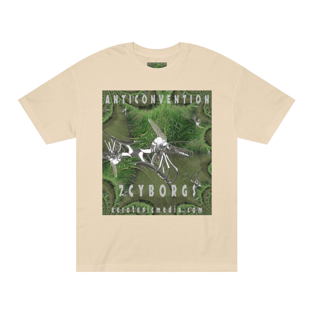 'Anticonvention' (7Cyborgs) Camiseta de Corte Clásico Gráfica de Libélula Cromada Futurista