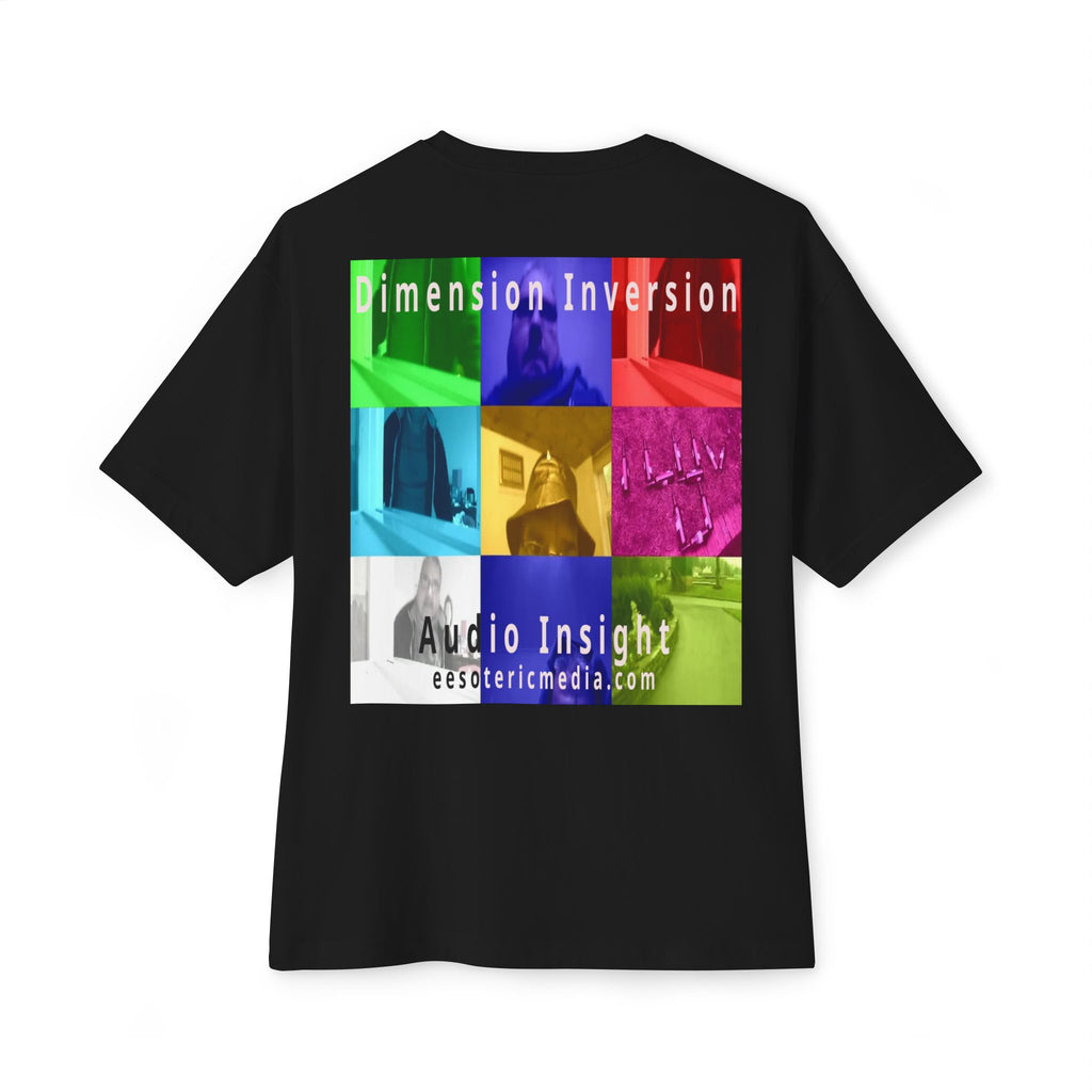„Dimension Inversion" (Audio Insight) Buntes, surreales Collage-Grafik-T-Shirt in Oversize-Passform