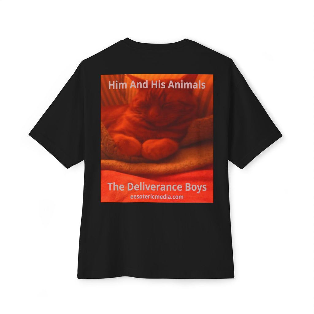 'Him And His Animals' (The Deliverance Boys) Surreal Cat Graphic Oversize T-Shirt