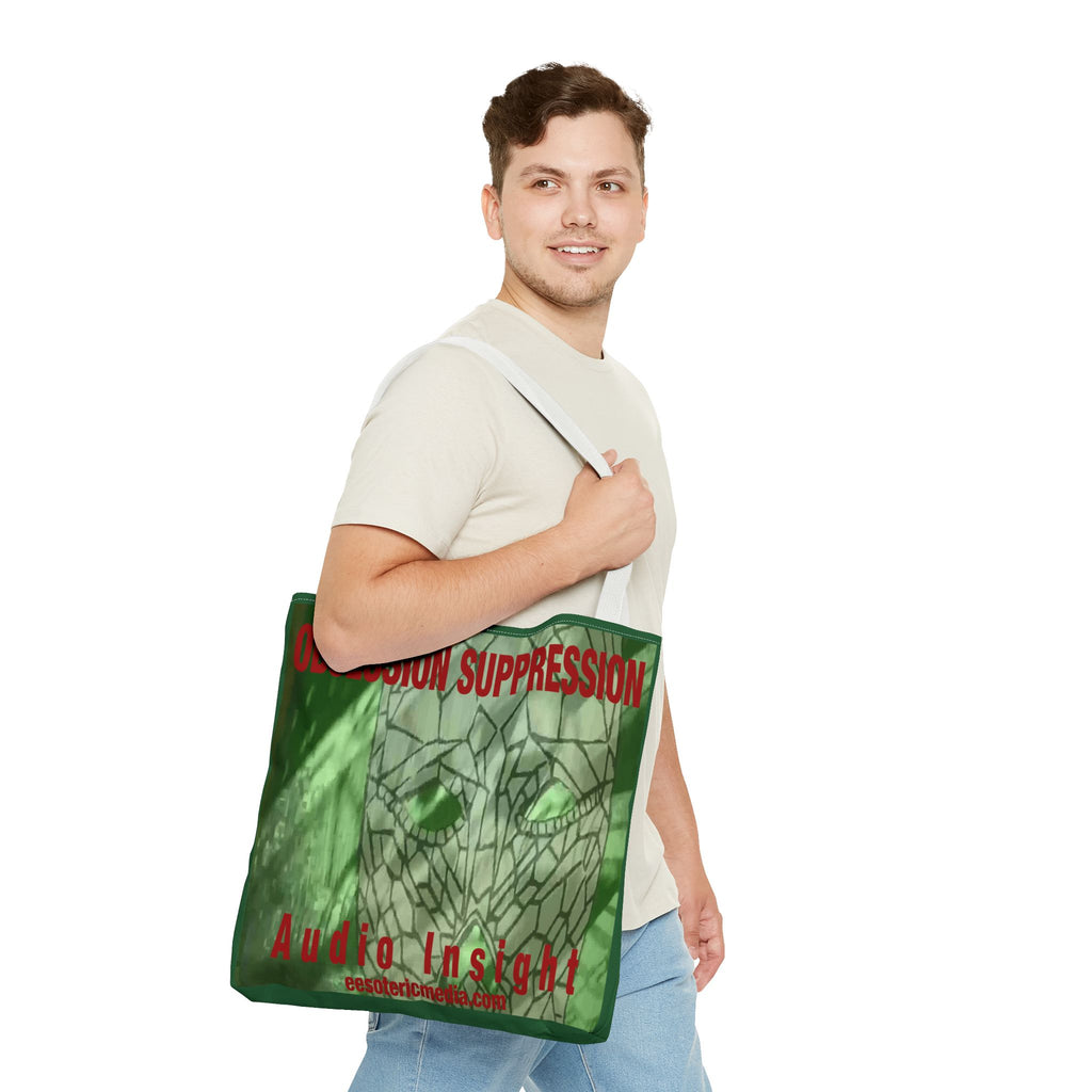 'Obsession Suppression' (Audio Insight) Bolsa Tote Verde Abstracta Retro Sci-Fi (45cm x 45cm)