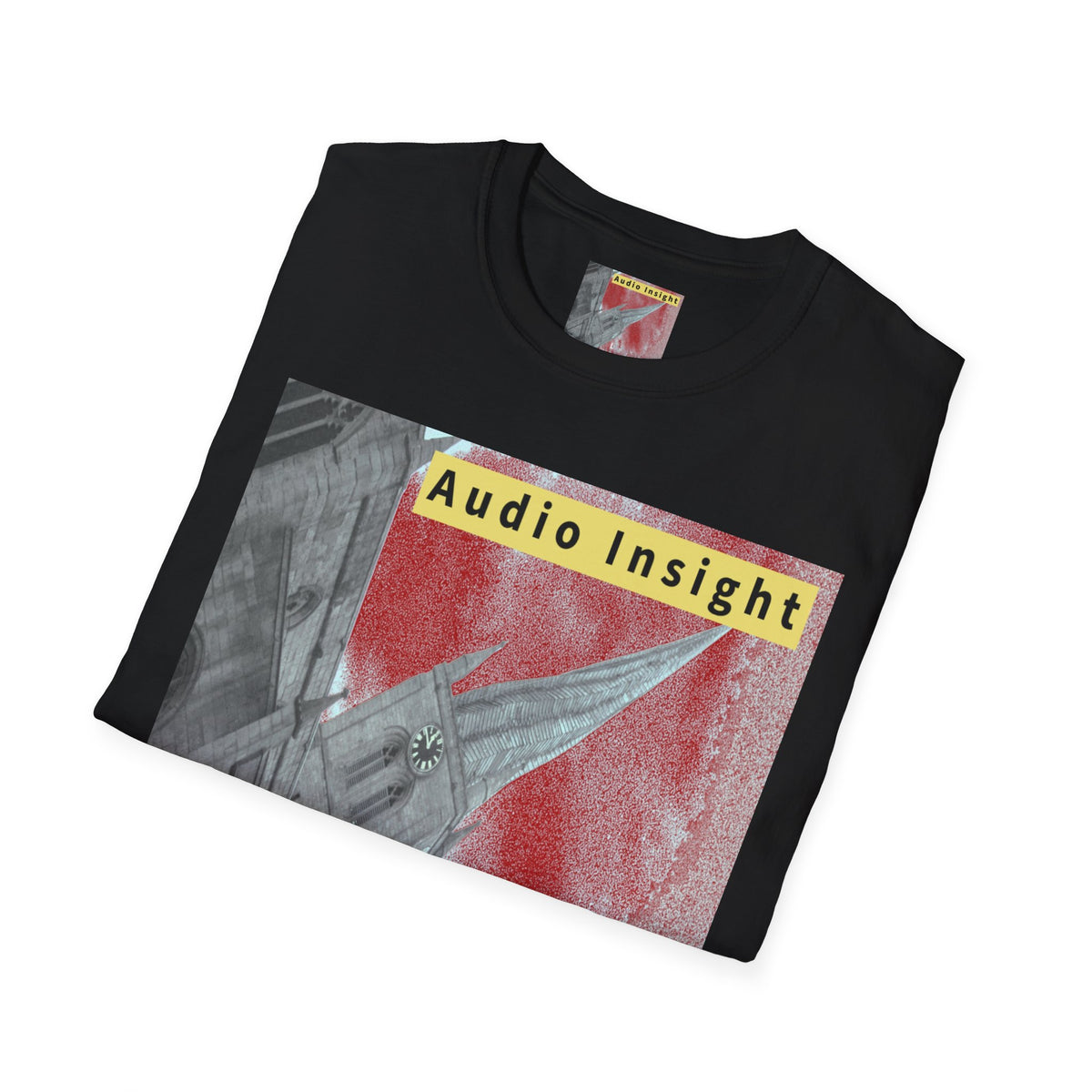 'Follow Me' (Audio Insight) Weathered Rocket-Shaped Spire Design Softstyle T-Shirt