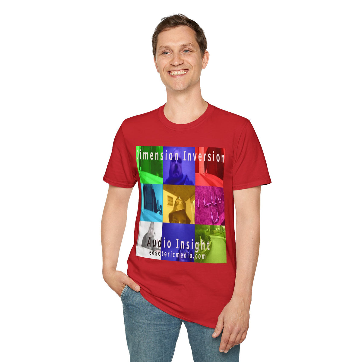 „Dimension Inversion" (Audio Insight) Buntes surrealistisches Collagen-T-Shirt im Softstyle