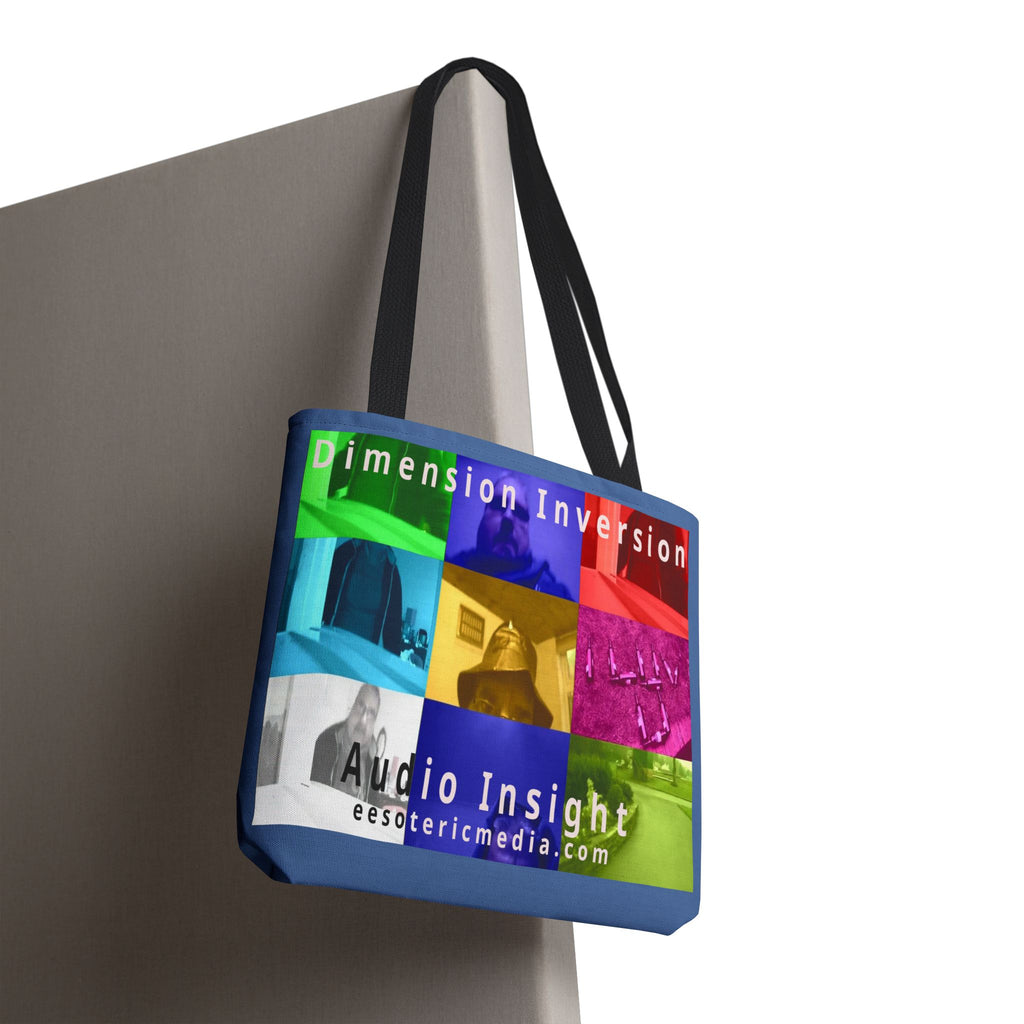 'Dimension Inversion' (Audio Insight) Colorful Surreal Collage Graphic Tote Bag 18"x18" (45cm x 45cm)