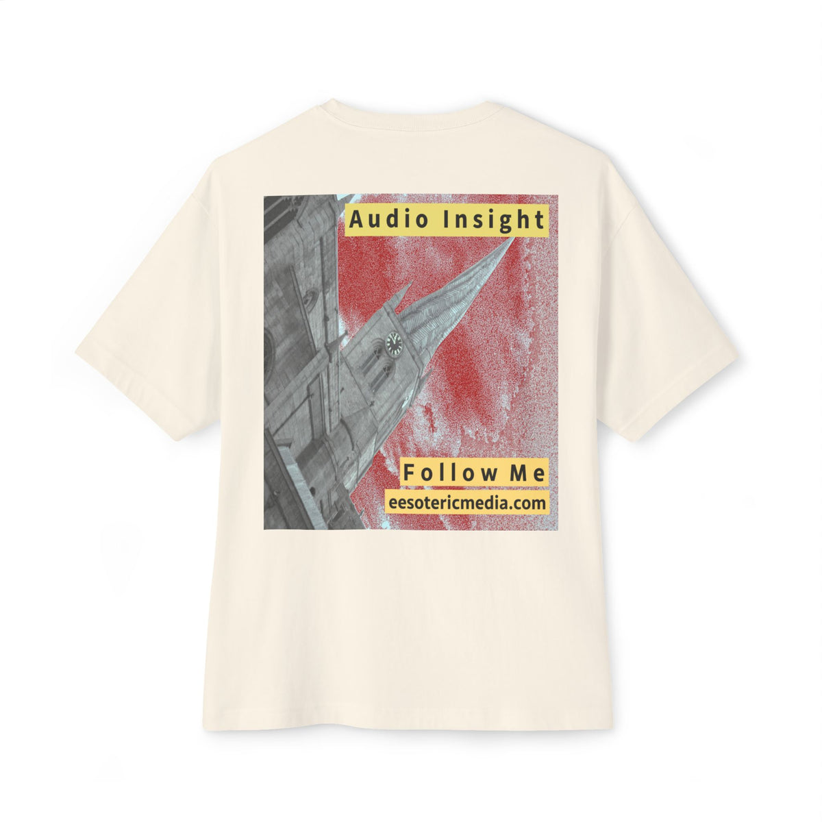 „Follow Me" (Audio Insight) Wetterfestes, raketenförmiges Turm-Design, übergroßes, kastiges T-Shirt