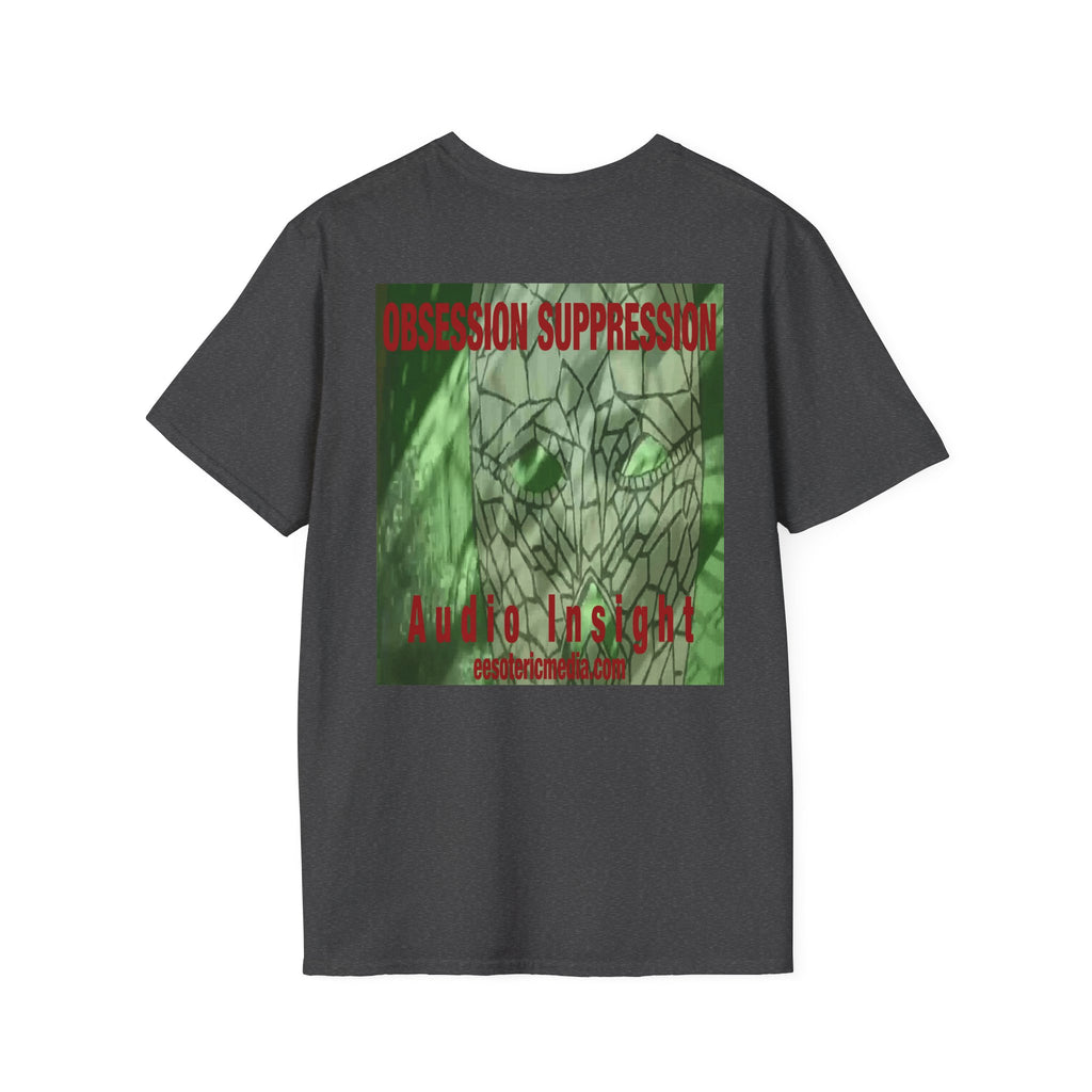 'Obsession Suppression' (Audio Insight) レトロSFスカル グラフィック ソフトスタイル Tシャツ