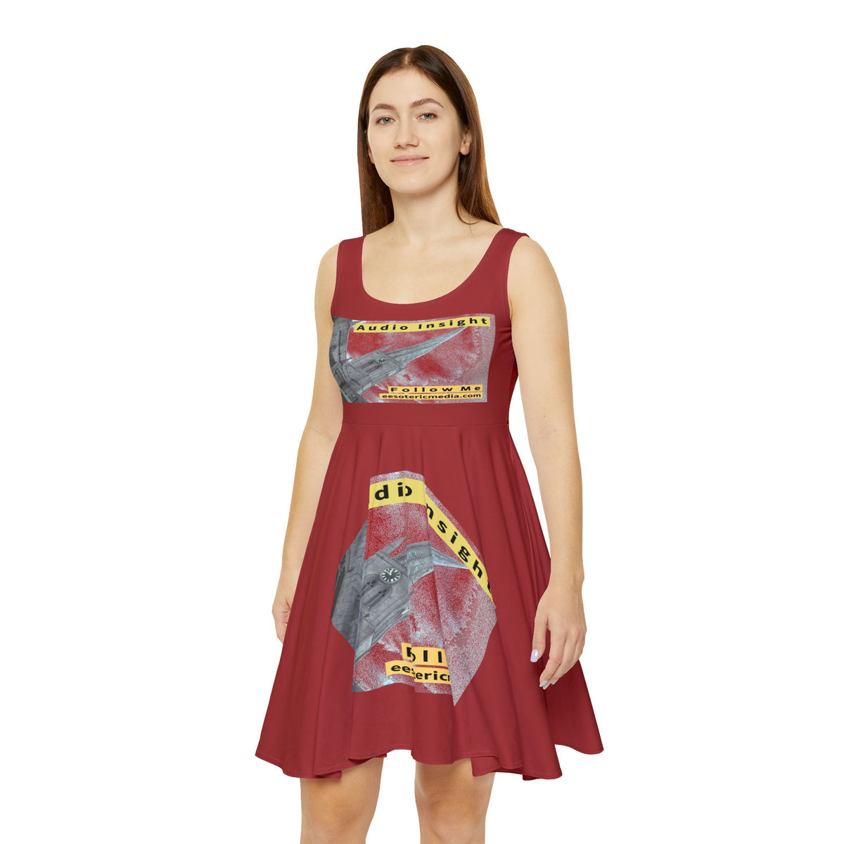 'Follow Me' (Audio Insight) Vestido Skater de Diseño de Aguja en Forma de Cohete Desgastada
