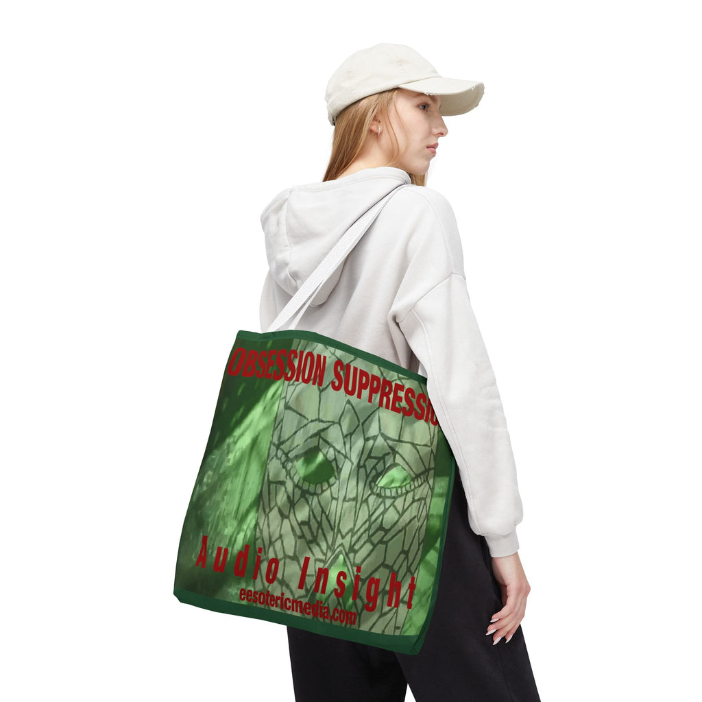 'Obsession Suppression' (Audio Insight) Bolsa Tote Verde Abstracta Retro Sci-Fi (45cm x 45cm)