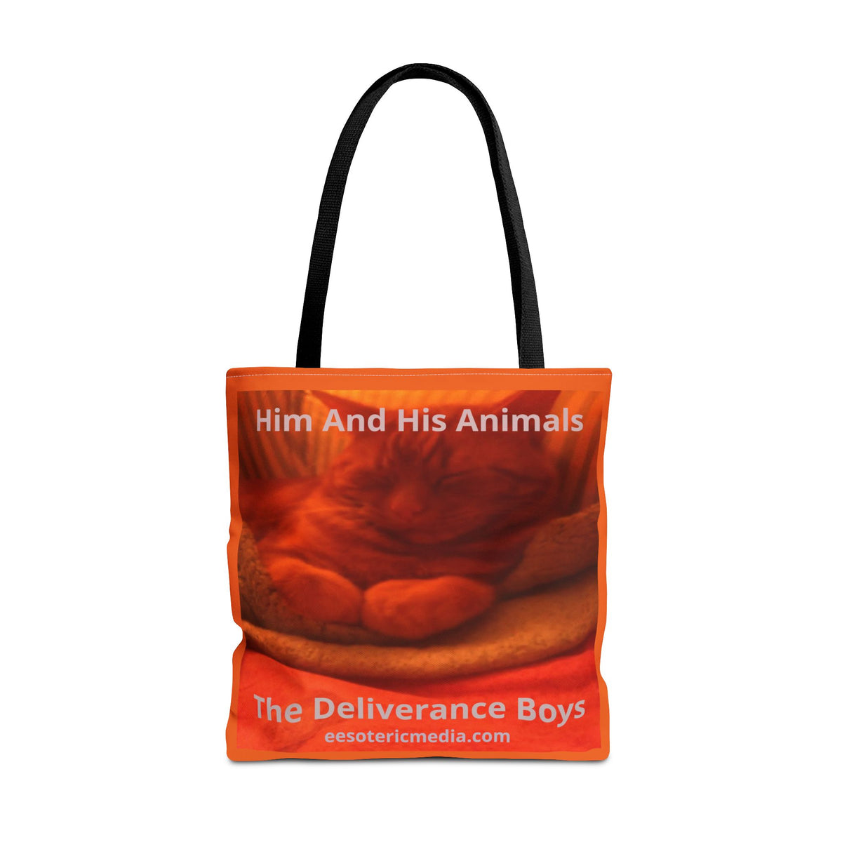 „Him And His Animals“ (The Deliverance Boys) Surrealer Katzen-Grafik-Einkaufsbeutel 45 cm x 45 cm