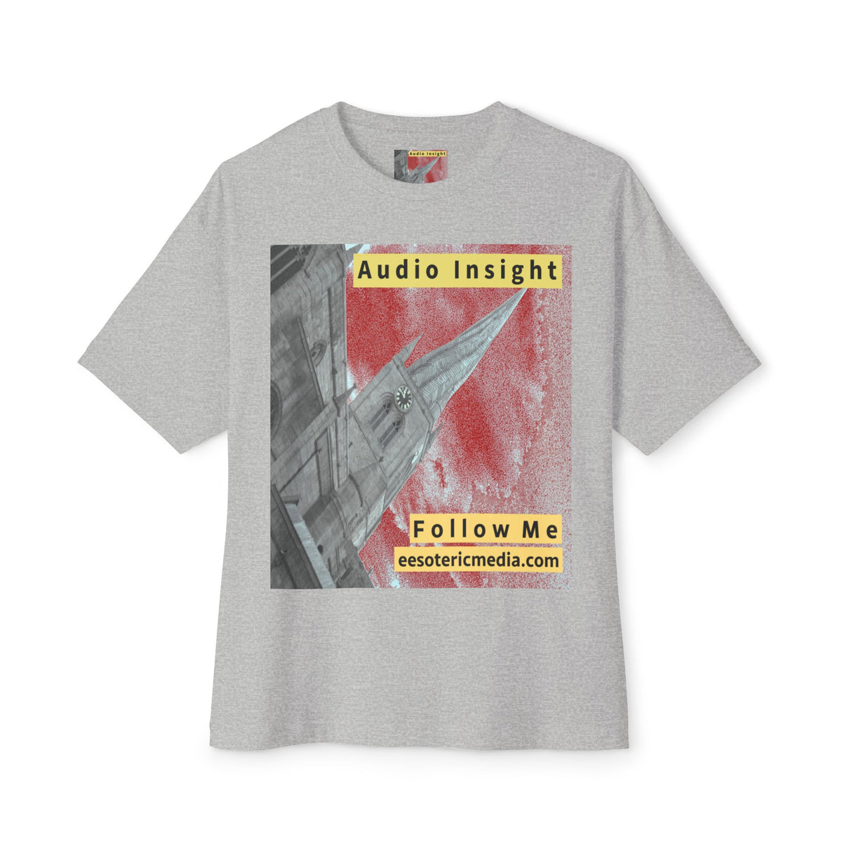 „Follow Me" (Audio Insight) Wetterfestes, raketenförmiges Turm-Design, übergroßes, kastiges T-Shirt