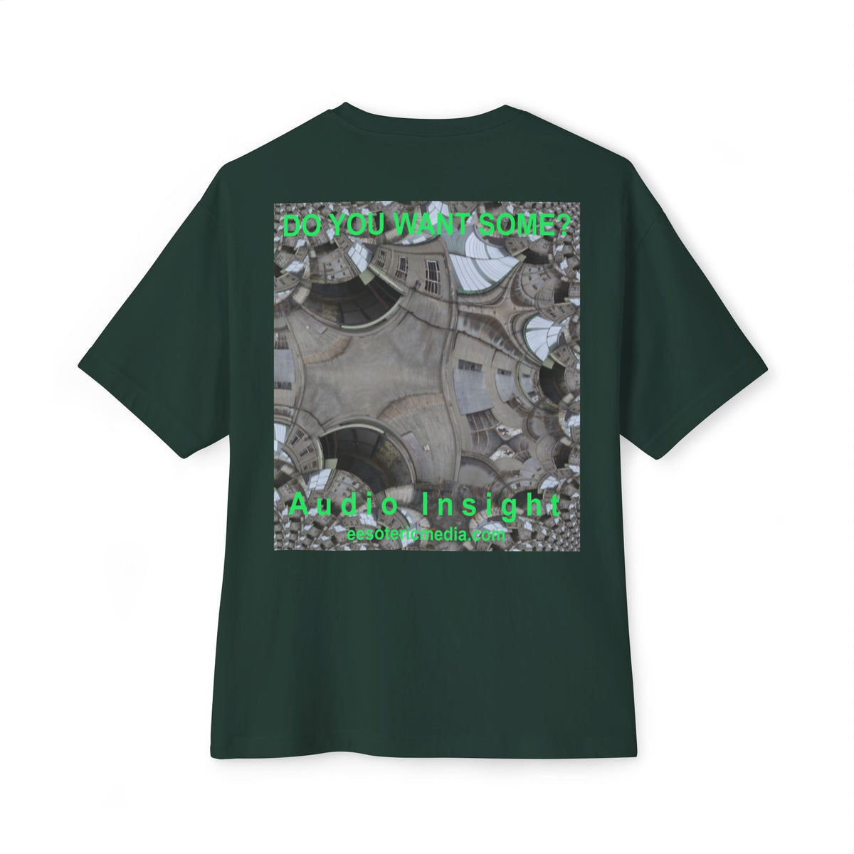 T-shirt oversize à coupe carrée avec graphisme artistique « Surreal Kaleidoscope » (Audio Insight) : « Do You Want Some? »