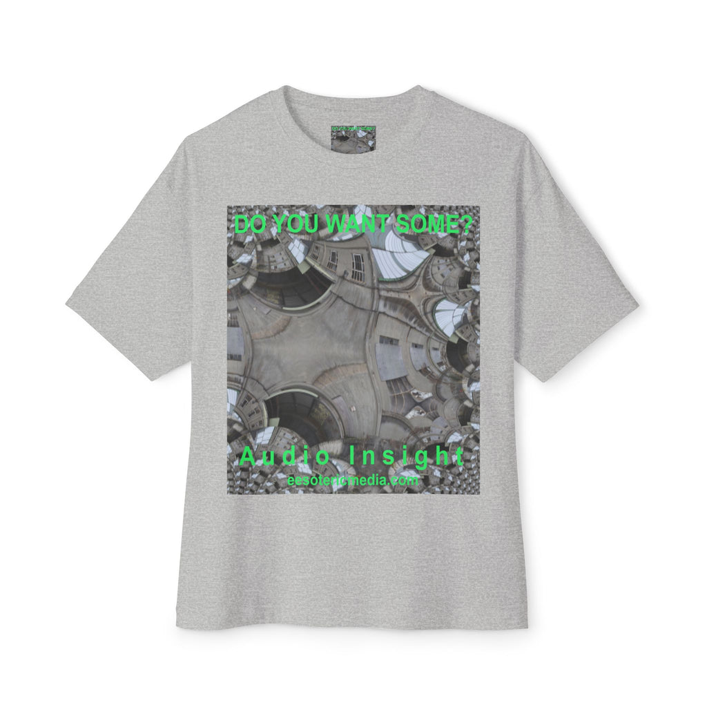 T-shirt oversize à coupe carrée avec graphisme artistique « Surreal Kaleidoscope » (Audio Insight) : « Do You Want Some? »