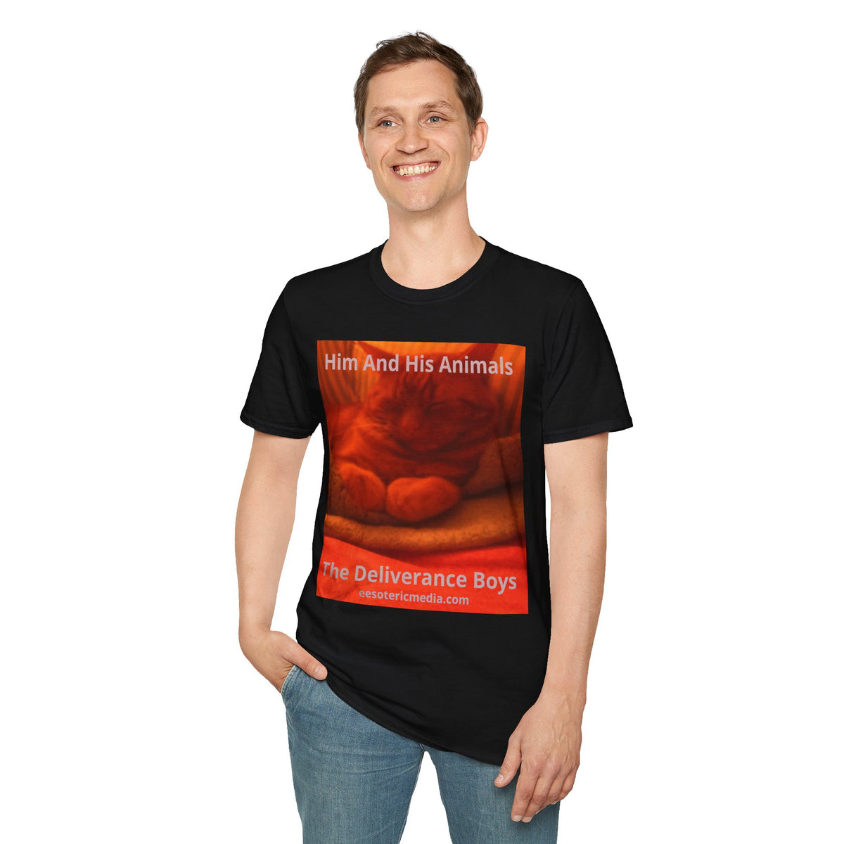'Him And His Animals' (The Deliverance Boys) Surreal Cat Graphic Softstyle T-Shirt