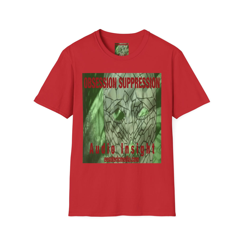 'Obsession Suppression' (Audio Insight) レトロSFスカル グラフィック ソフトスタイル Tシャツ