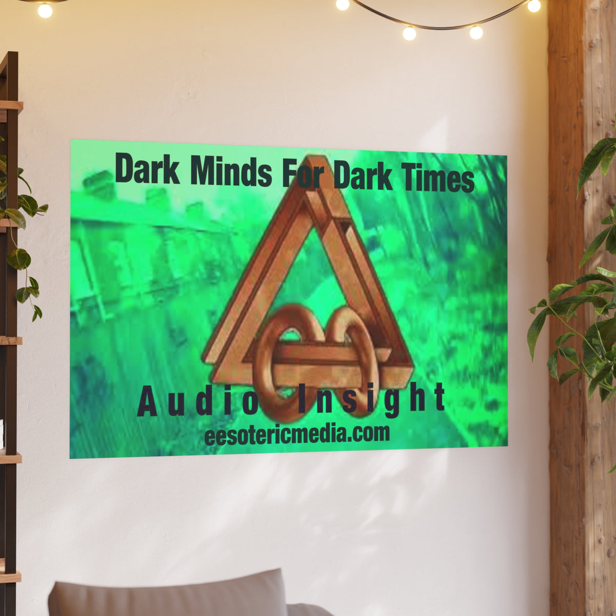 «Dark Minds For Dark Times» (Audio Insight) Lámina artística con un símbolo espacial futurista de ciencia ficción, gran formato, 150 × 100 cm
